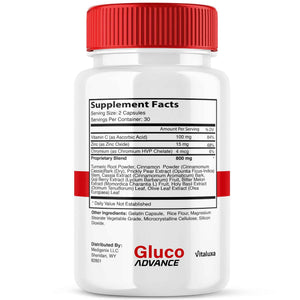 Gluco Advance Capsules, Gluco Advanced Blood Support Supplement GlucoAdvance Pills for Joints, GlucoseAdvance Premium Blend Flow Balance All Natural Formula Overall Health Wellness (60 Capsules)
