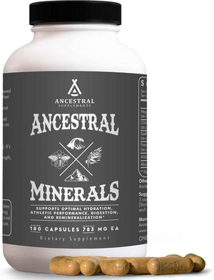 Ancestral Supplements Minerals & Electrolytes Capsules, 180 Ct - A trace mineral supplement with magnesium, potassium & sodium supports hydration, immune health and performance.