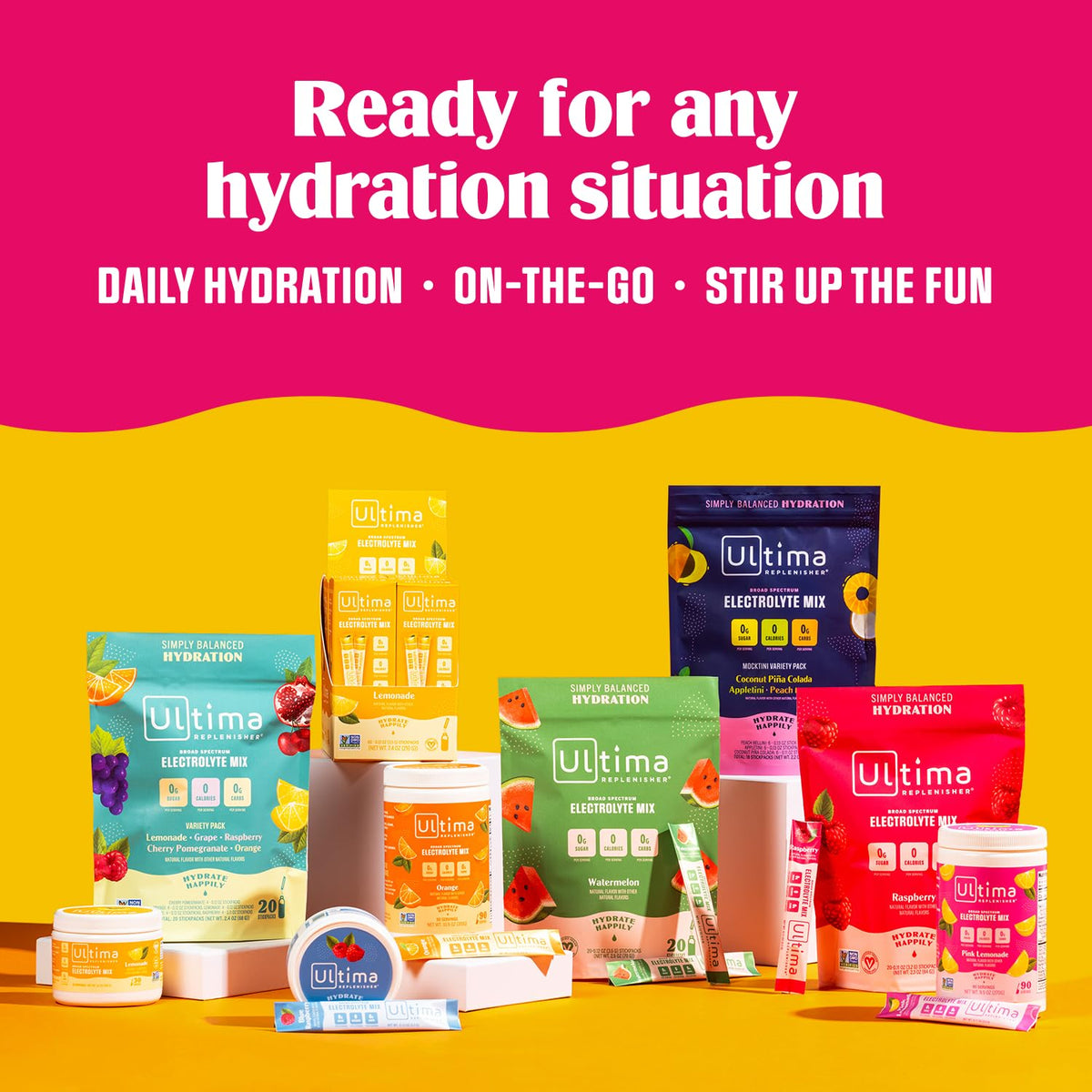 Ultima Replenisher Daily Electrolyte Drink Mix – Passionfruit, 20 Stickpacks – Hydration