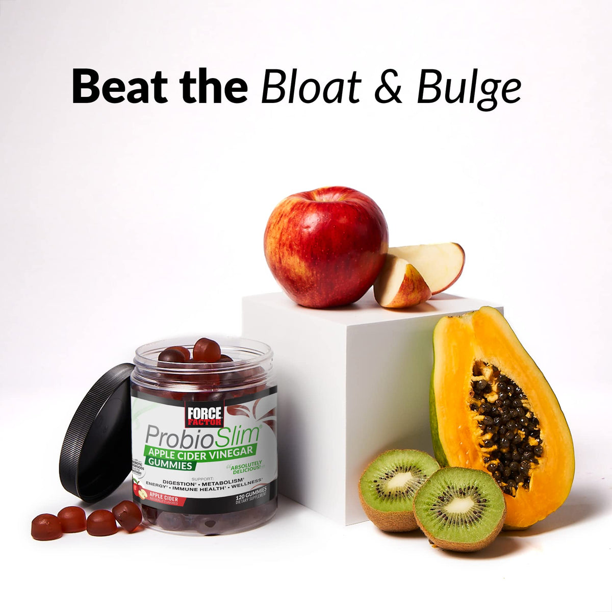FORCE FACTOR ProbioSlim Apple Cider Vinegar Gummies Organic LactoSpore Prebiotics