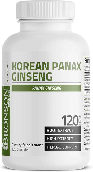 Bronson Korean Panax Ginseng Supports Energy, Endurance & Vitality + Memory and Mental Performance, 120 Capsules