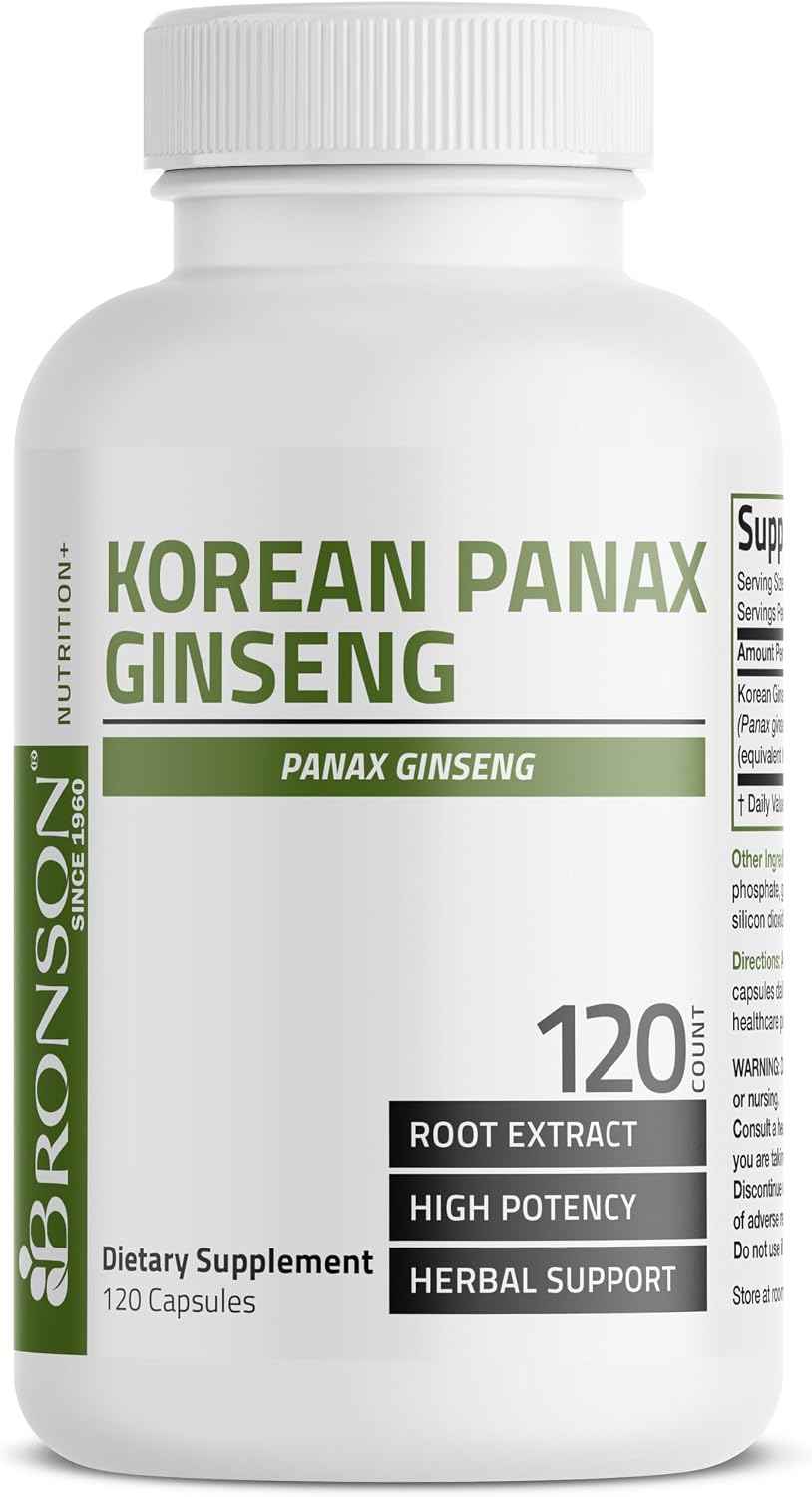 Bronson Korean Panax Ginseng Supports Energy, Endurance & Vitality + Memory and Mental Performance, 120 Capsules