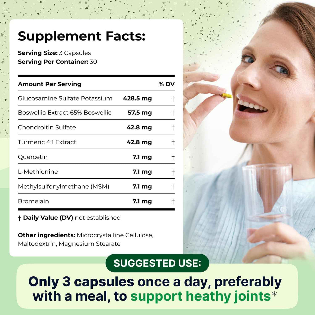 Wellnee Joint Support Supplement - Glucosamine Chondroitin MSM, Boswellia & Turmeric - Relieves Joint Discomfort & Supports Flexibility - Wellknee Joint Support - 90 Capsules, 30 Servings