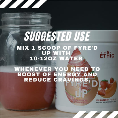 Sweat Ethic FYRE’D UP Energizing Appetite Suppressant, 200MG Natural Caffeine, Supports Active Lifestyle & Craving Control, Easy-Mix Powder for Pre Workout Energy, Mango Pineapple Flavor, 30 Servings