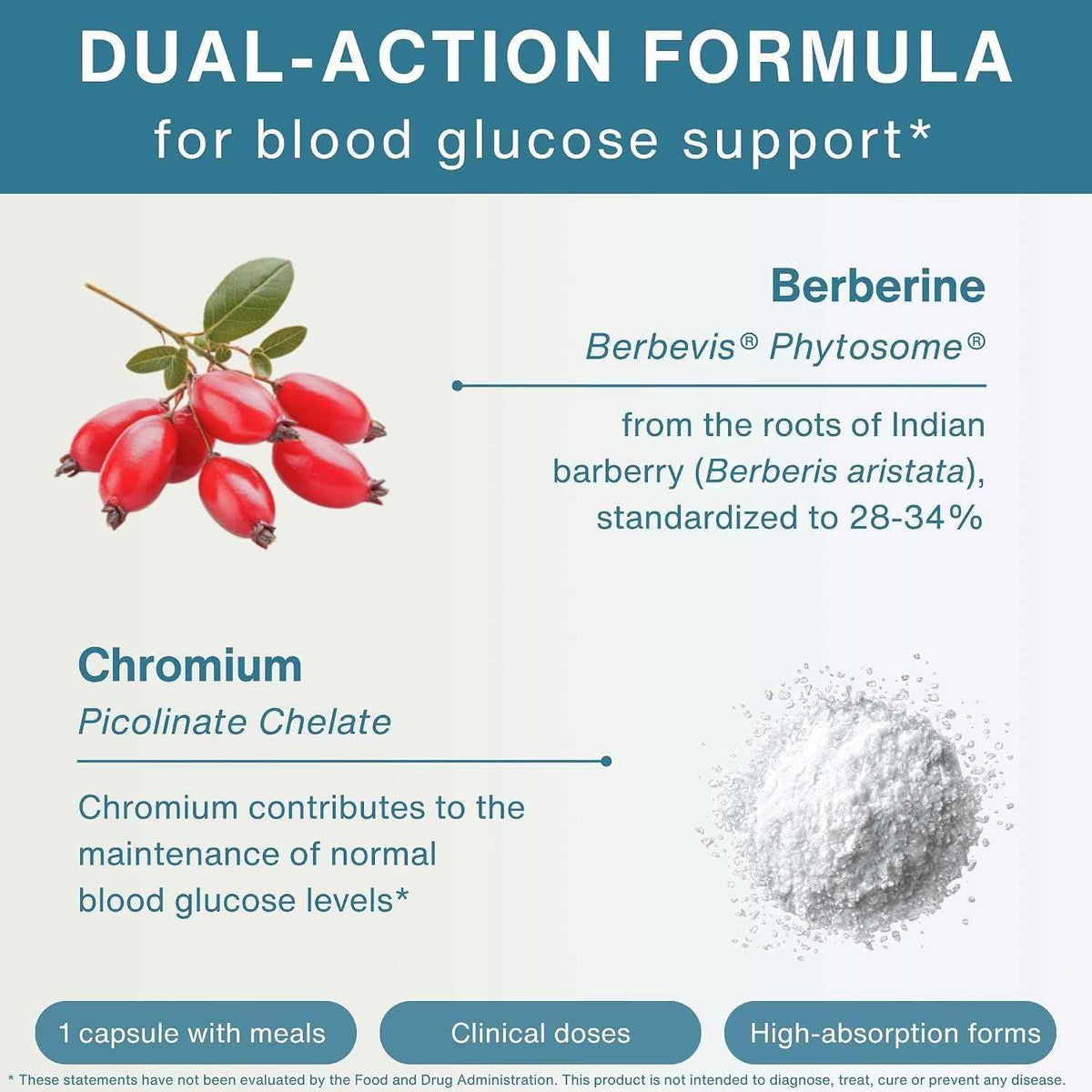 Igennus Dual Action Berberine Phytosome 550mg & Chromium Picolinate, 10x Absorption, Blood Glucose Control, Standardized Berberis Extract Supplement, Clean Label, Vegan, 60 Capsules