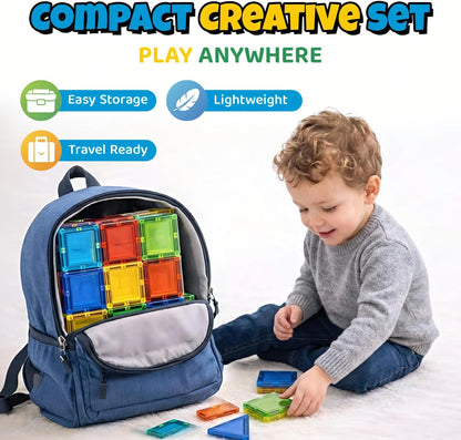 IMAGINATION Magnetic Building Tiles Set, 55 Pieces – Colorful Magnetic Blocks for Kids, STEM Learning Toy Set for 3+ Year Old Boys & Girls