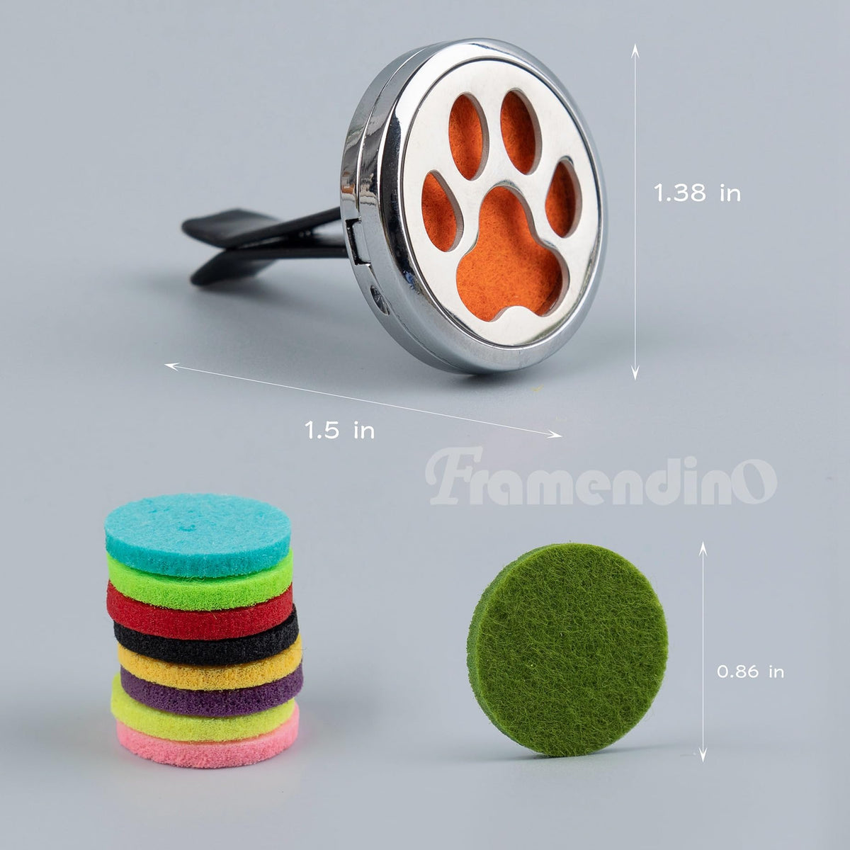 Framendino, 2 Pack Dog Paw Print Locket for Essential Oil Diffuser with 20 Felt Refill Pads