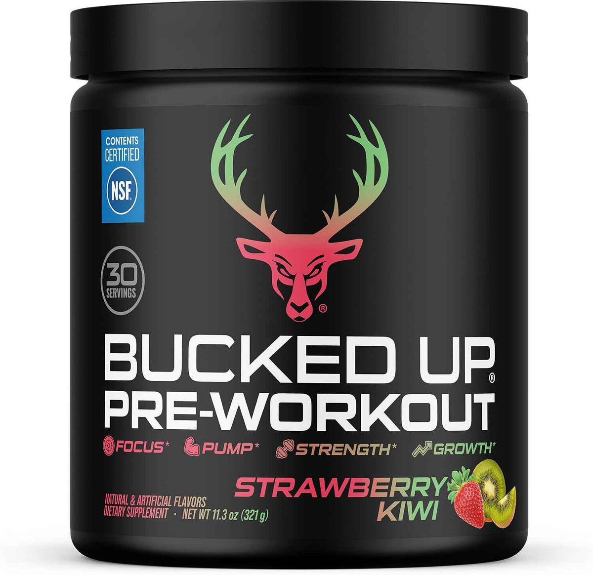 Bucked Up Pre Workout - Best Tasting - 6 Grams Citrulline, 2 Grams Beta Alanine Non Proprietary Blend, Powder (Strawberry Kiwi)