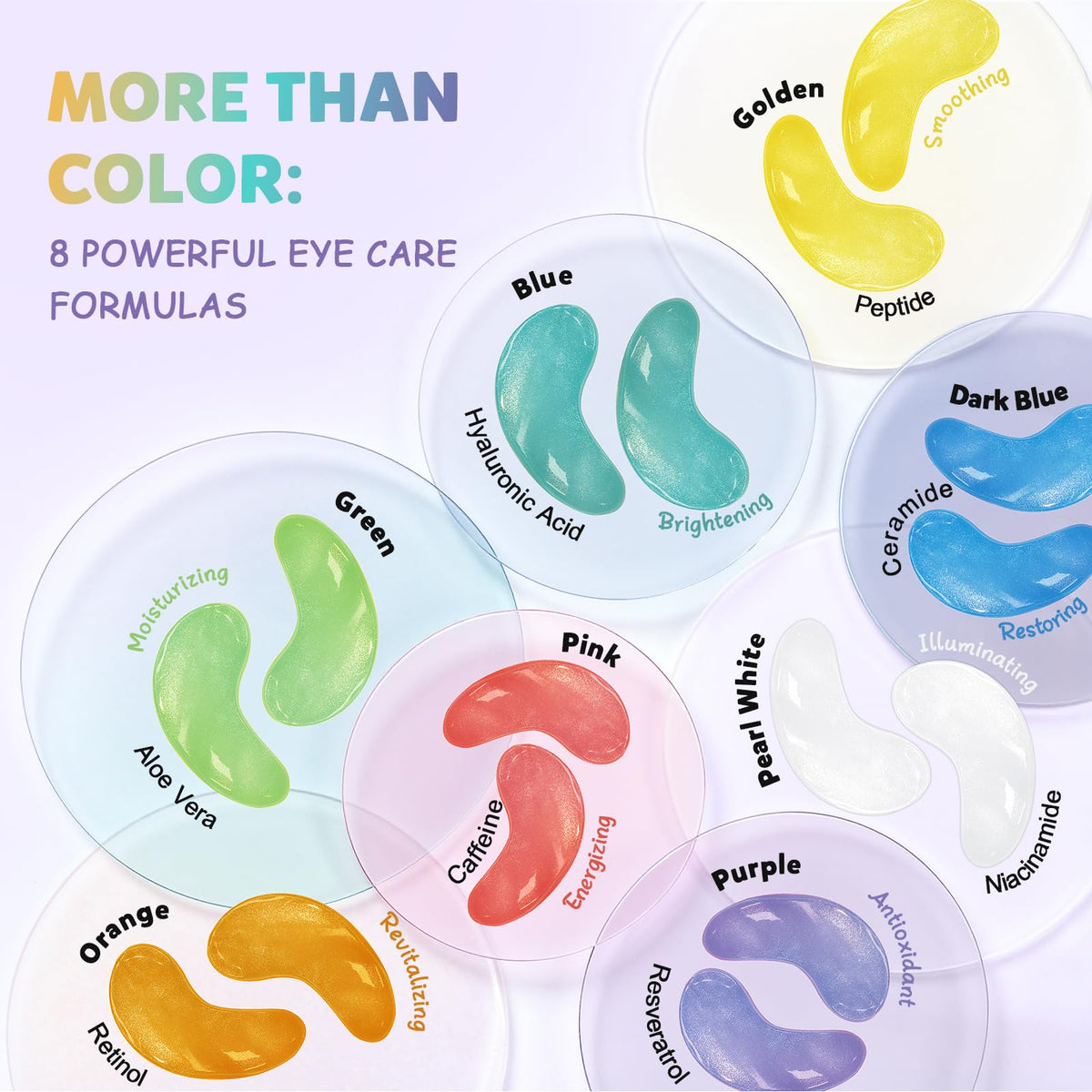 Maskiss Under Eye Patches Variety Pack (48 Pairs) - 8 Colors Multi-Action Eye Masks for Dark Circles & Puffiness