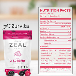 Zurvita - Zeal for Life 30-Day Wellness Bag - Wild Berry (Classic) - Nutritional Supplement for Vitality, Immunity, and Wellness - 420 Grams ZurvitaBuy Supplements Australia