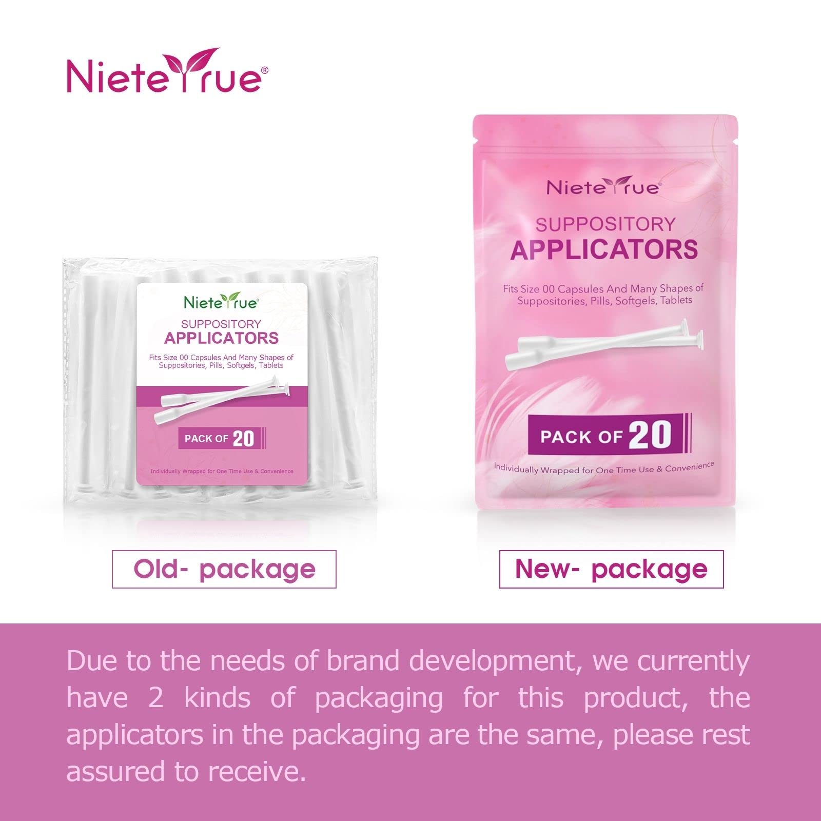 (60 Counts) Nieteyrue Suppository Applicator for Women Fit to Size 00 Cap-sules Soft Tip Auxiliary Tool