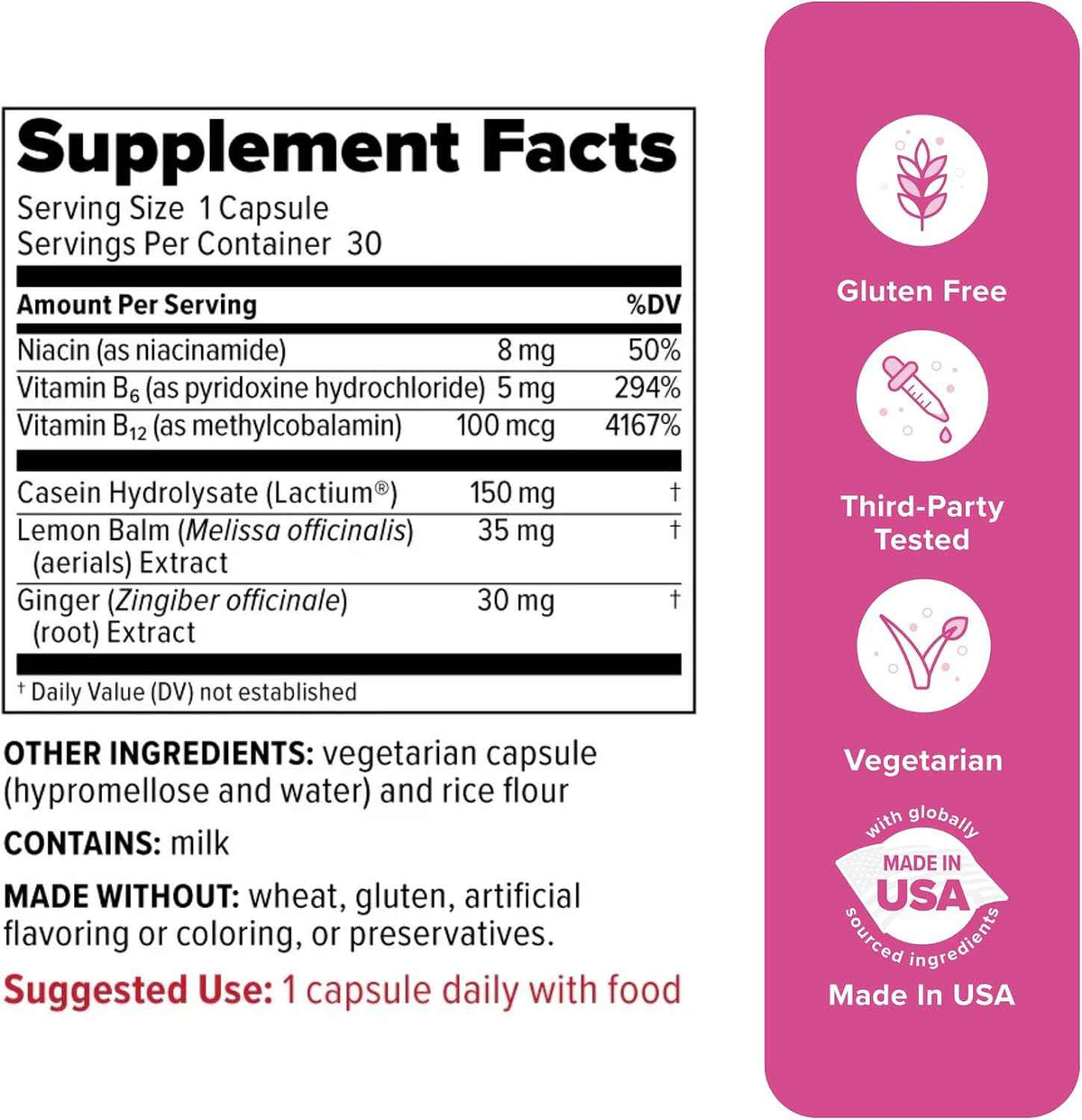 Redd Remedies Peaceful Mama - Designed for Women in All Stages of Life - with Lactium, Lemon Balm, and Ginger Root - 30 Servings