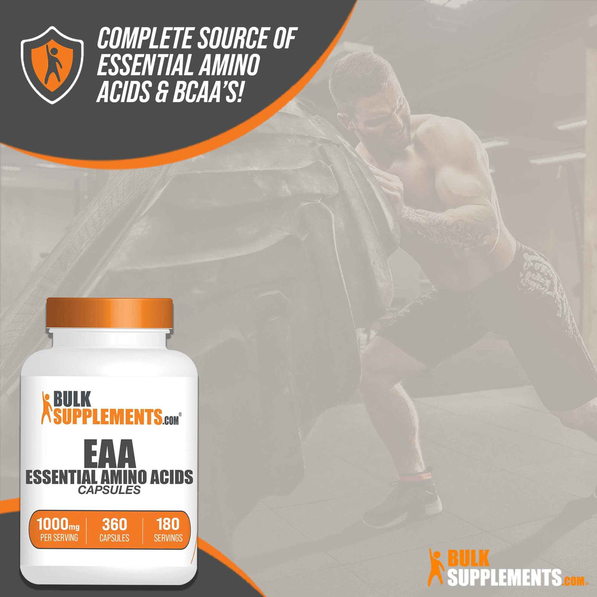 BulkSupplements.com Essential Amino Acids Capsules (EAA) - Amino Acids Supplement - EAAs Amino Acids - EAA Capsules - 1000 mg Serving - 90 Day Supply (180 Gelatin Capsules)