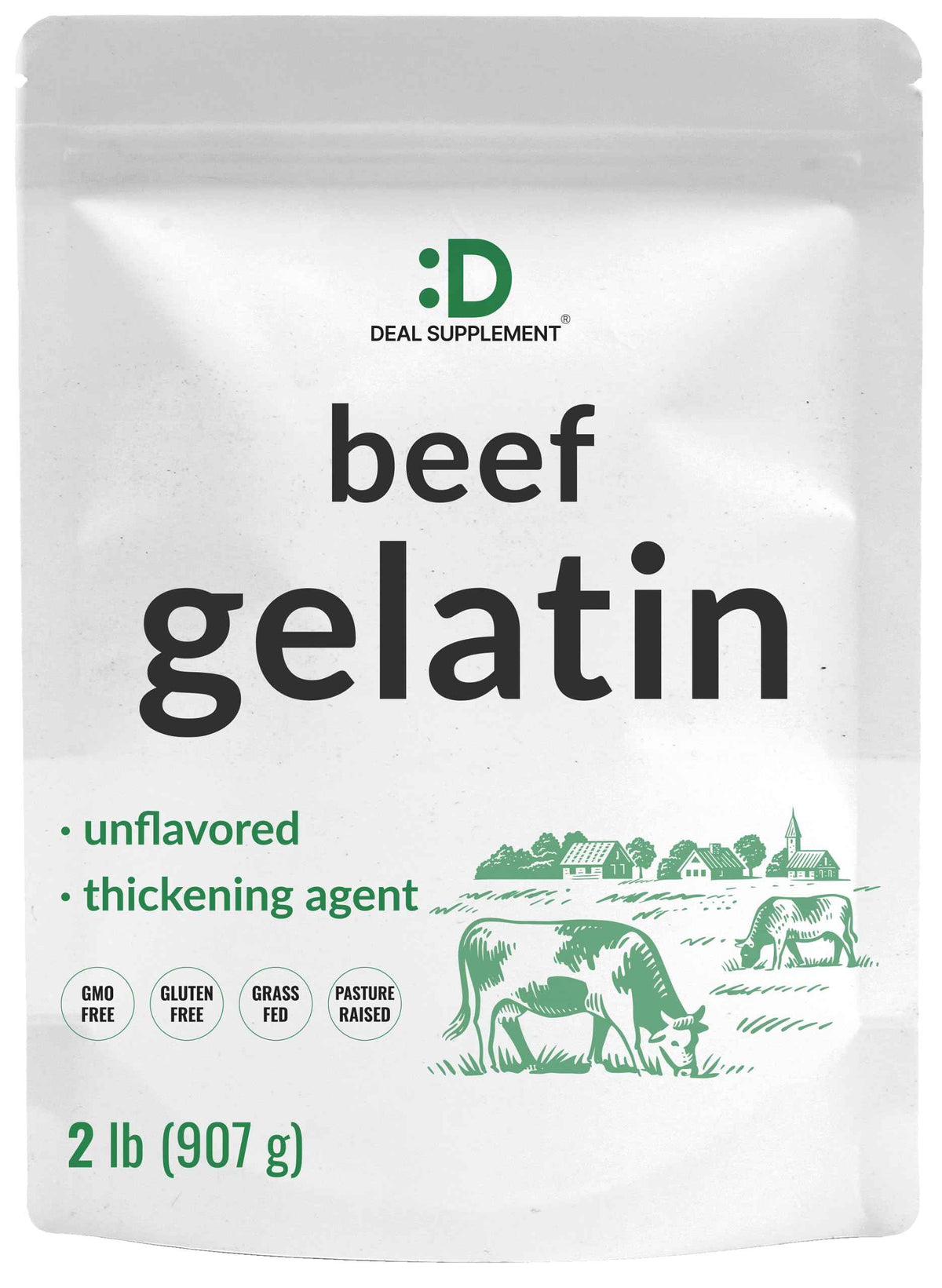 Unflavored Beef Gelatin Powder, 1lb - Grass Fed & Pasture Raised Bovine - Natural Thickener & Stabilizer for Cooking & Baking - High Collagen Protein Source - Non-GMO, Keto Friendly