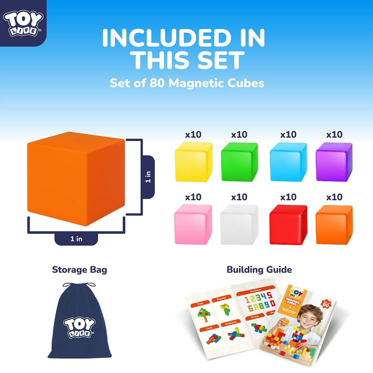 TOY Life Primary Magnetic Blocks, 80-Piece STEM Set, Ages 3-8