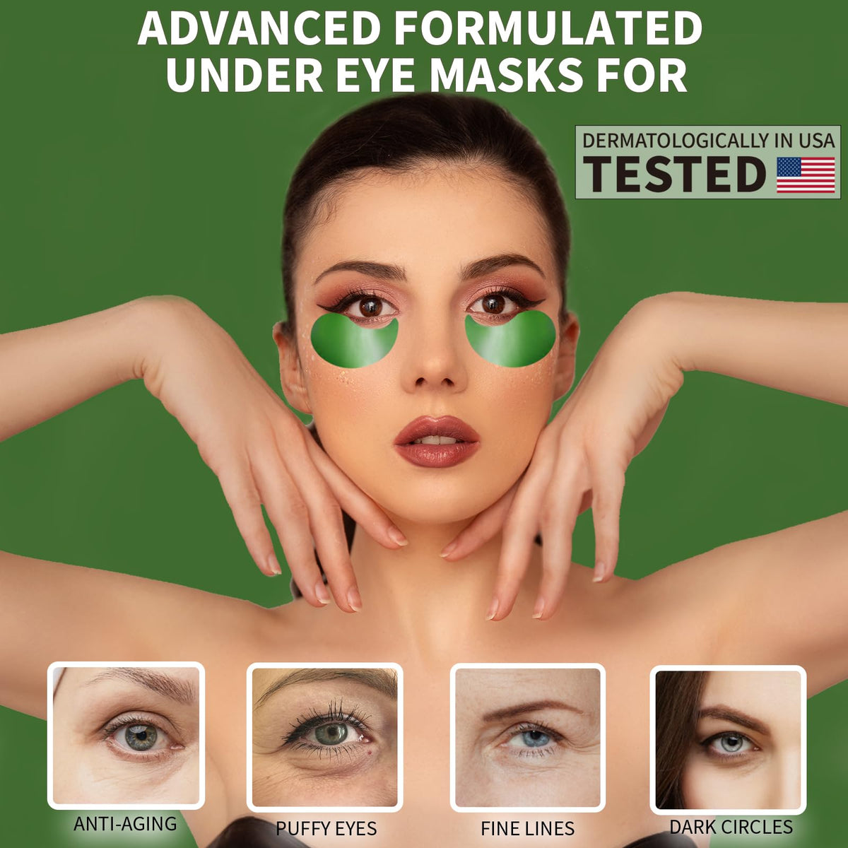 Qyiywim Green Tea Under Eye Patches – 70 PCS Eye Gel Pads for Dark Circles, Puffiness & Eye Bags