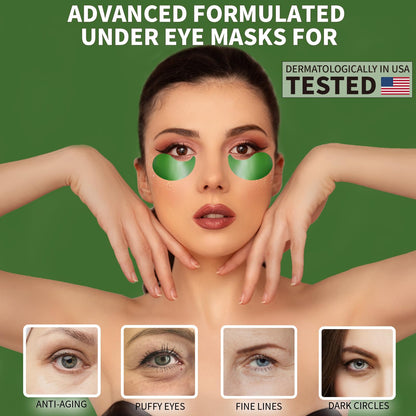 Qyiywim Green Tea Under Eye Patches – 70 PCS Eye Gel Pads for Dark Circles, Puffiness & Eye Bags