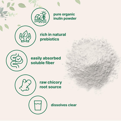Micro Ingredients Organic Inulin Fiber Powder, 2lb | Natural Prebiotic to Support Digestive & Gut Health | Soluble, Easily Digestible | Unflavored, Vegan