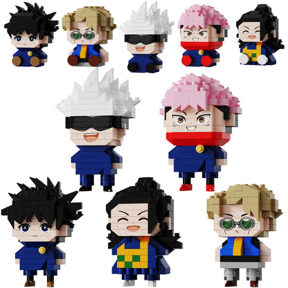 5 JJK Jujutsu Battle Figures Building Blocks Set, 2IN1 Sitting&Standing Cute Popular Spell Kaisen Characters Brick Micro Headz, Japanese Manga Merch Ideal Valentine's Day Gift for Adult Teen 961PCS