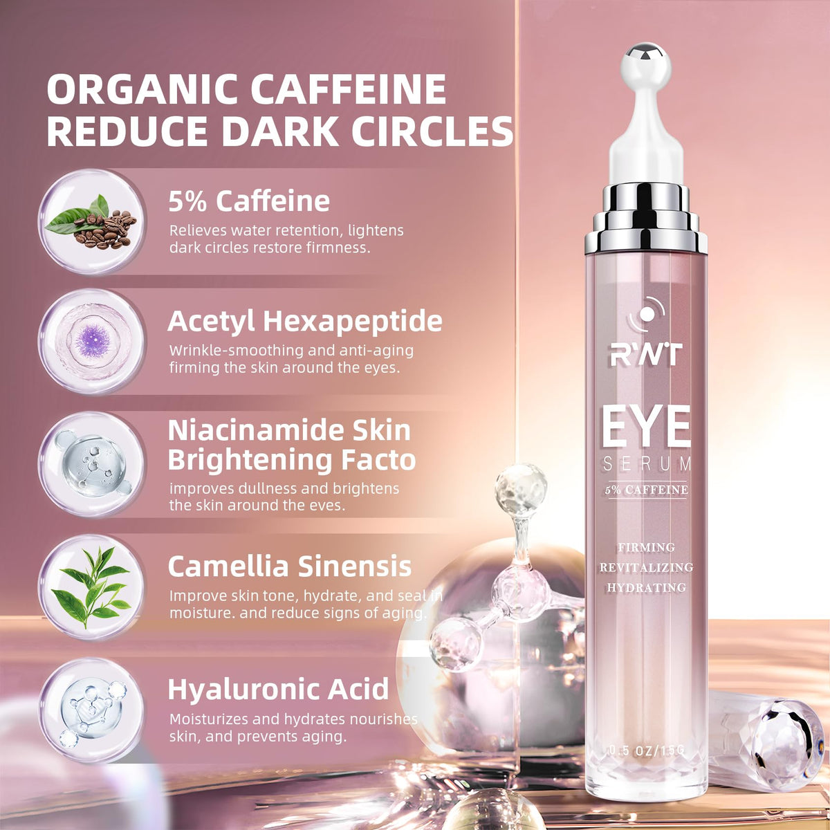 5% Caffeine Under Eye Serum - 360° Massage Roller Ball