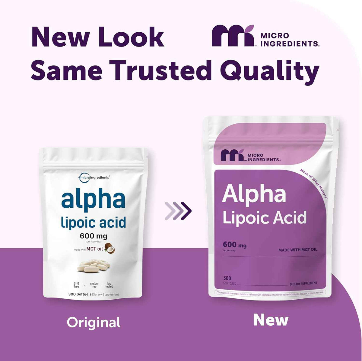 Micro Ingredients Alpha Lipoic Acid 600mg Per Serving, 300 Softgels - ALA Supplement - Made with MCT Oil - Non-GMO, Gluten-Free, Soy-Free
