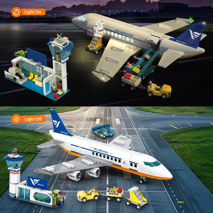 HOGOKIDS City Airport Airplane Building Set with LED Light, 901 PCS
