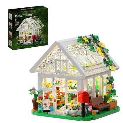 Flower House Building Set, Creative Garden Playset with LED Light, Build a Greenhouse Model Toy, Great Gift for Mothers Day, Friends or Girls, for Birthday, Valentine and Festivals (597 Pieces)