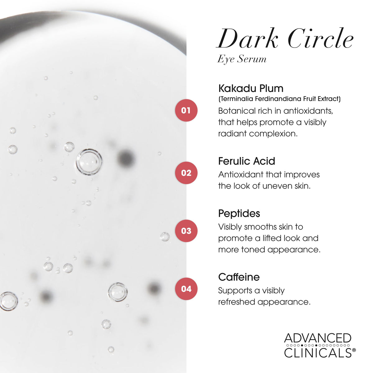 Advanced Clinicals Dark Circle Caffeine Serum – 3-in-1 Brightening & Depuffing (52ml)