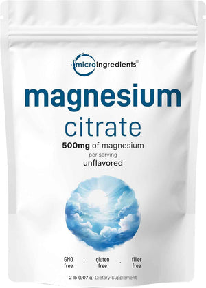 Magnesium Citrate Powder, 2lbs - Unflavored Magnesium Supplement - Relaxation and Nutrient Utilization - Easily Absorbed Formula - Non-GMO, Vegan, Gluten Free