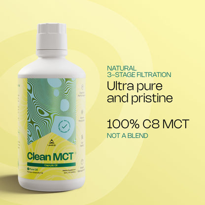 LevelUp Clean MCT Oil, 100% C8 Caprylic Acid, Keto, 32 oz