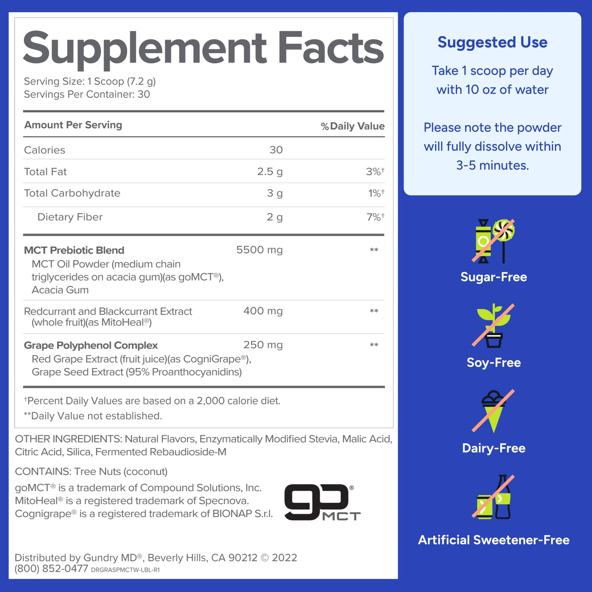 Gundry MD® MCT Wellness Powder, Raspberry Medley, 30 Servings