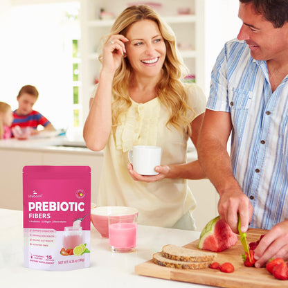 Daily Fiber Supplement for Women & Men, Fiber Powder with Probiotics, Collagen & Electrolytes- Supports Digestive & Gut Health, Bloating Relief | Sugar Free, Strawberry Lemon Flavor, 15 Servings