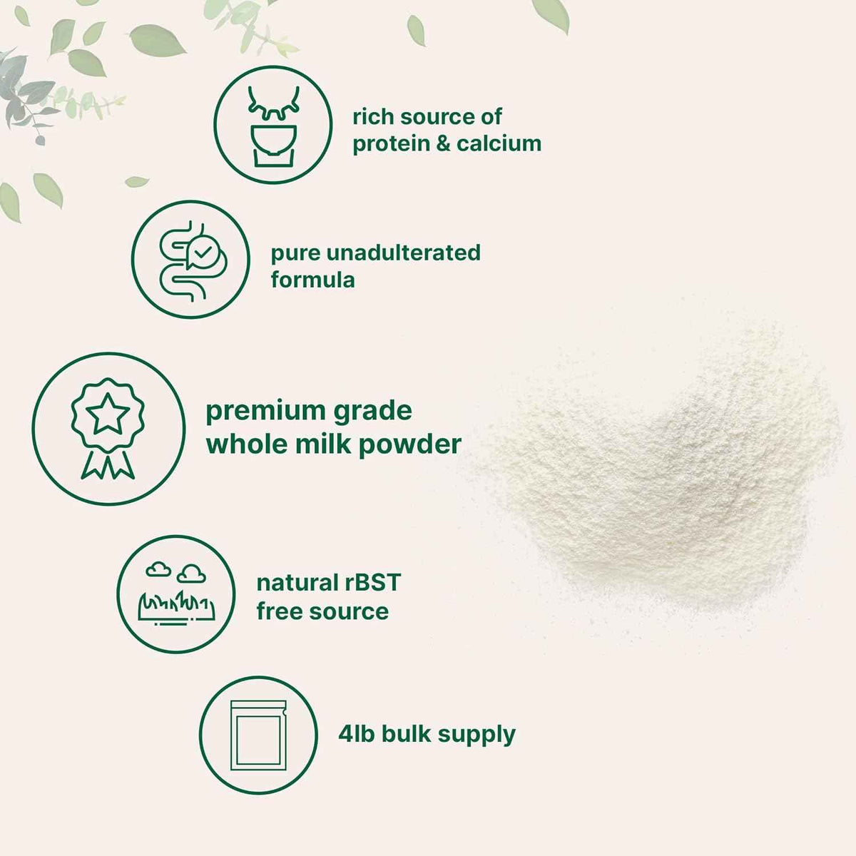 Micro Ingredients Whole Milk Powder, 4 lb - Pasture-Raised, rBST-Free - Pure & Rich in Protein - Ideal for Baking & Everyday Use - Non-GMO, Gluten-Free, Premium Grade