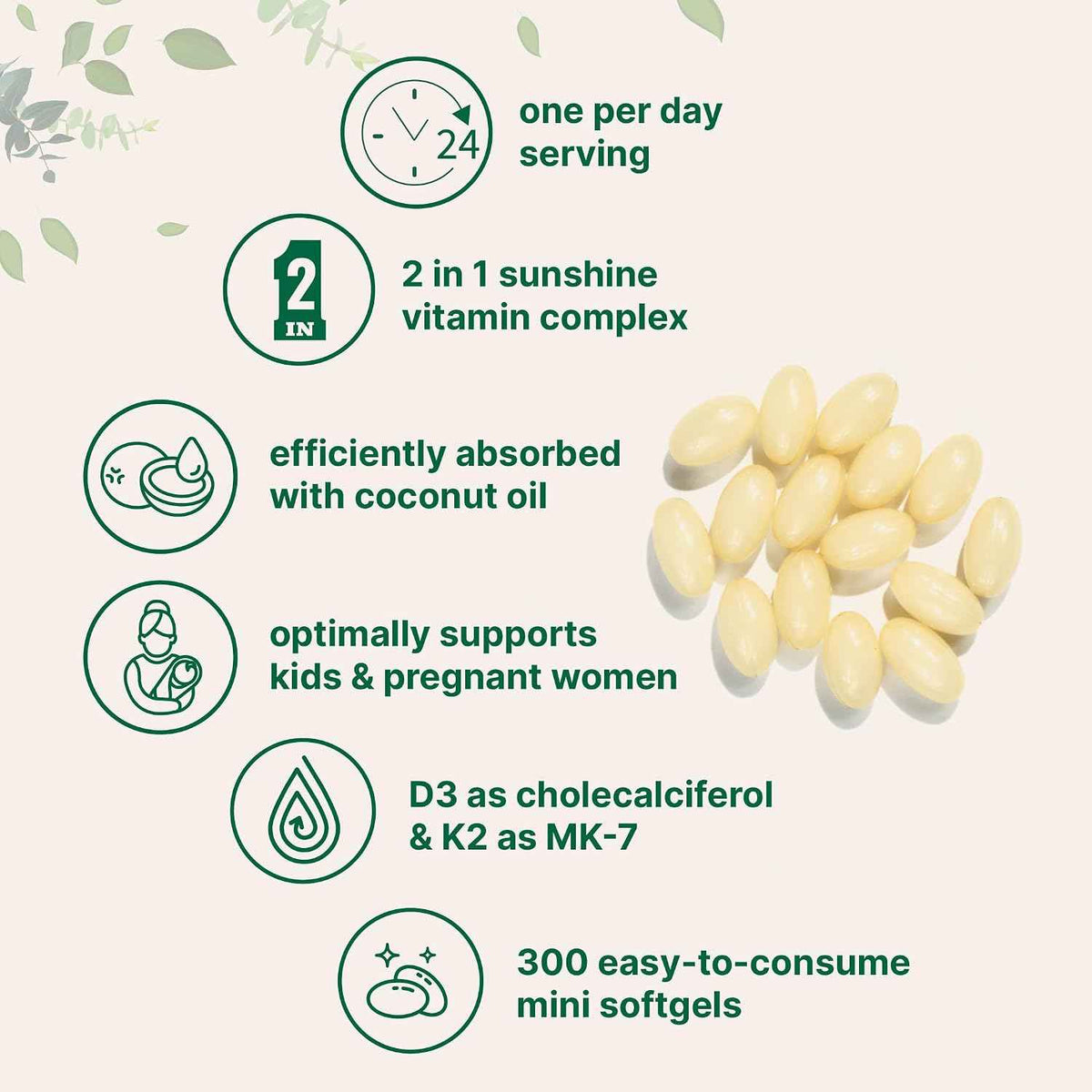 Micro Ingredients Vitamin D3 1,000 IU + K2 MK-7 25 mcg, 300 Softgels - Virgin Coconut Oil - 2-in-1 Bone, Immune & Heart Support - Easy to Swallow, Non-GMO
