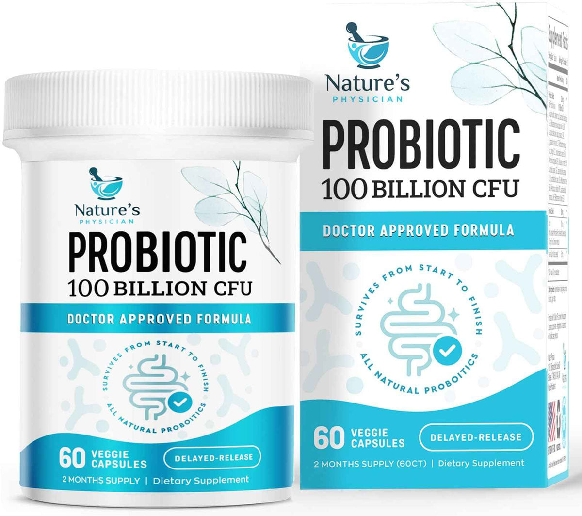 Nature's Physician Probiotics - 100 Billion CFU Per Capsule - 16 Strains + Prebiotics - Best Probiotic Supplement for Women & Men - Supports Immune