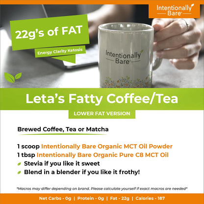 Intentionally Bare MCT Oil Powder - Unflavored – Zero net Carbs 48oz