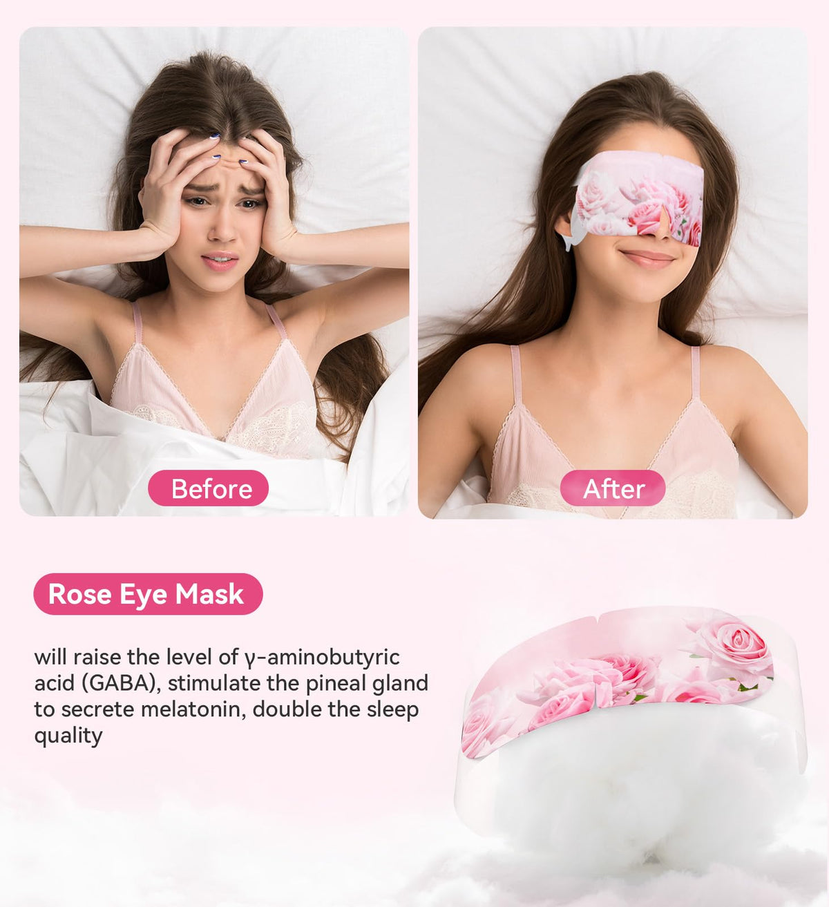 ZHENYEMEI Rose Heated Eye Mask - Self-Heating Warm Compress for Dry Eyes, Puffiness & Dark Circles - Relaxing Rose Scent (18 Packs)