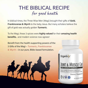 Organixx Joint & Muscle Care Organic Turmeric Supplement, 3-in-1 Frankincense, Turmeric and Myrrh Joint Health & Joint Support Supplement Body Care Capsules, Supports Swelling, Tension, 60 Capsules