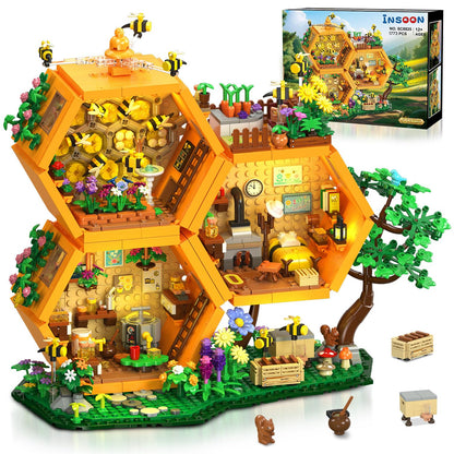 INSOON Bee Treehouse House Building Set with Lights for Adults, Farm Kit