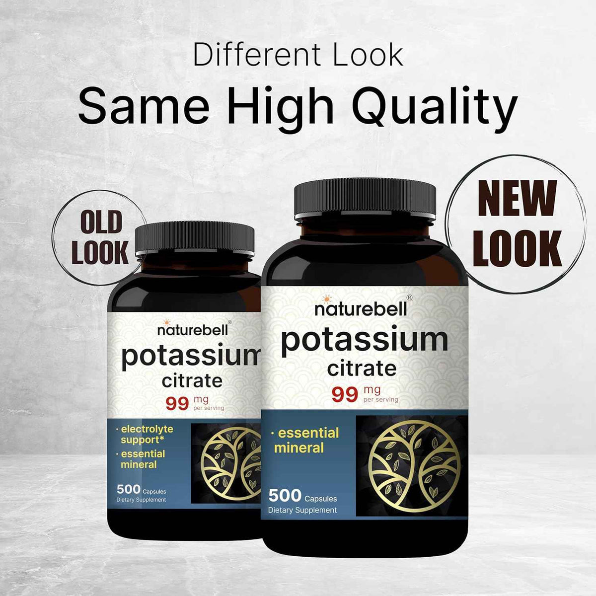 NatureBell Potassium Citrate 99mg, 500 Capsules - Chelated Mineral Supplements - Non-GMO, Gluten Free