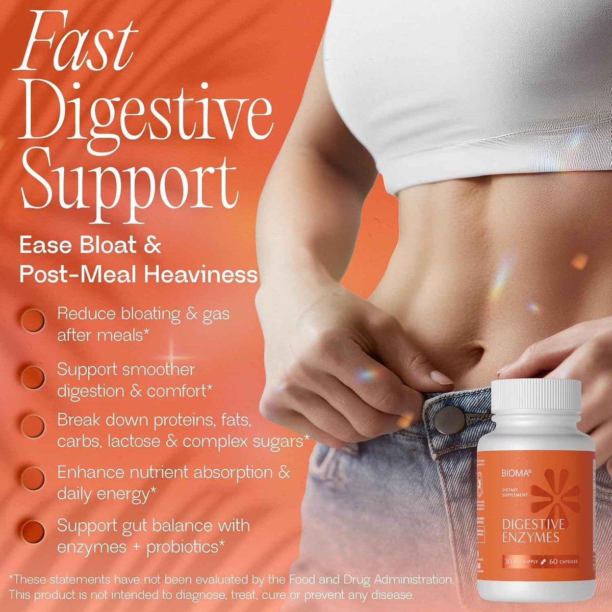 BIOMA Digestive Enzymes Supplement with Probiotics & Prebiotics, Supports Digestion and Gut Health
