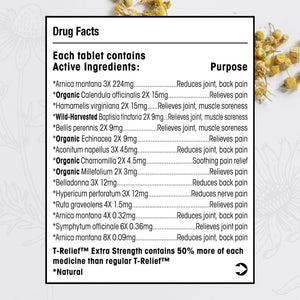 MediNatura T-Relief Extra Strength Pain Relief Arnica +12 Natural Relieving Actives for Back Pain Joint Soreness Muscle Aches & Stiffness, Whole Body Fast-Acting Relief for Women & Men - 100 Tablets MediNaturaBuy Supplements Australia