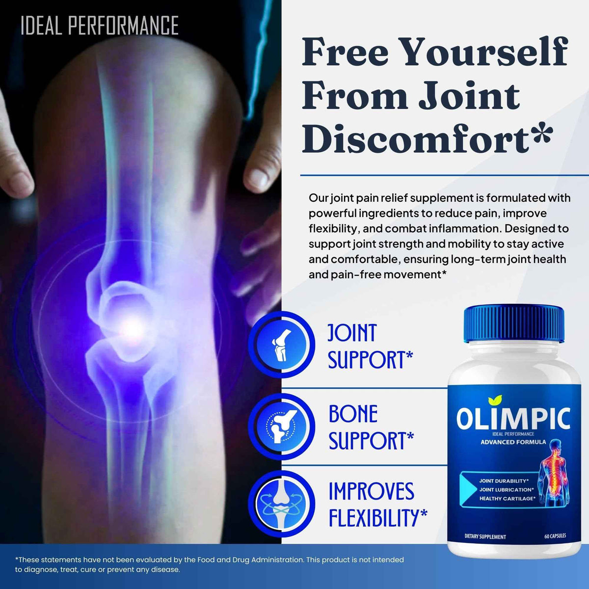 Olimpic Capsules, Advanced Joint Support Supplement Pills for Mobility and Comfort - Maximum Strength, Official Olim Pic Joint Support All Natural Formula, Premium Olim-Pic Reviews (3 Pack)