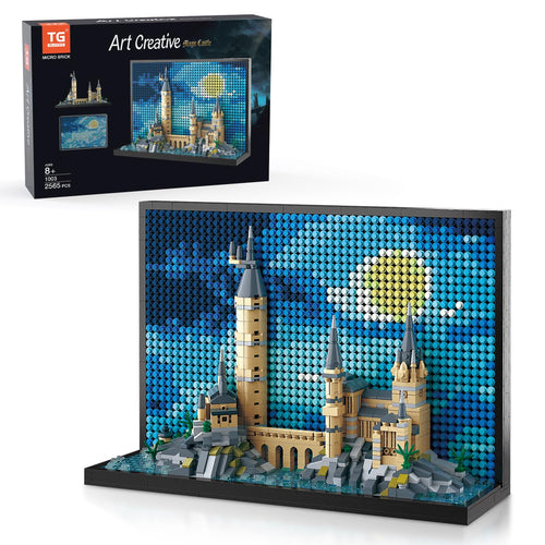 TG BLOCKS Micro Brick Magic Castle Building Set: 3D Wall Art | 2-in-1 Home Decor Model | Creative Castle & Painting Display | DIY Gift Idea Building Toy for Teens Ages 8+ Kids, Adults