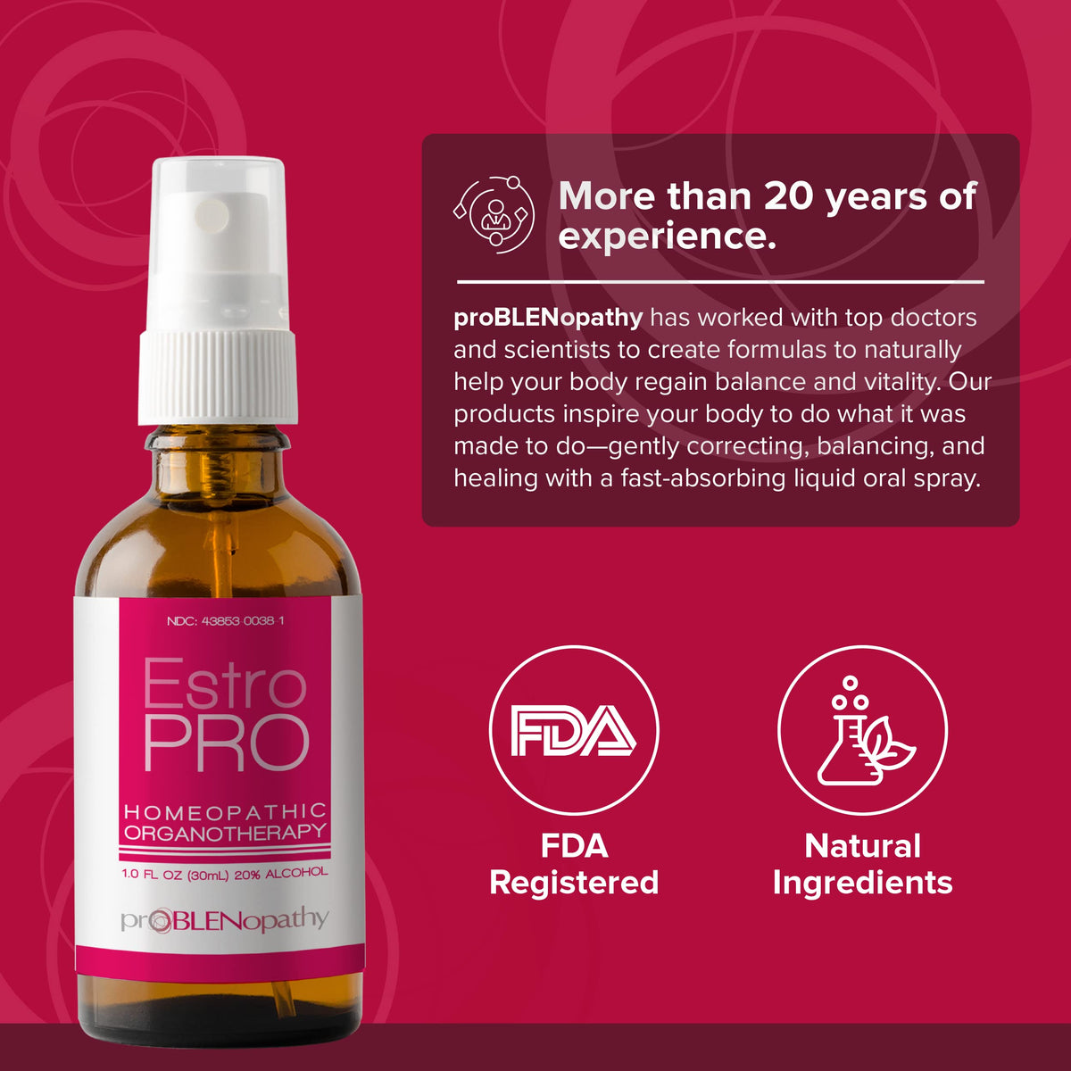 proBLEN Estrogen & Progesterone Oral Spray for Hormone Balance & Menopause Care 30ml