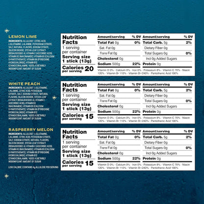 Liquid I.V. Hydration Multiplier Sugar-Free Sample Pack- Raspberry Melon, Lemon Lime, and White Peach - 4 Pack (12 Sticks)