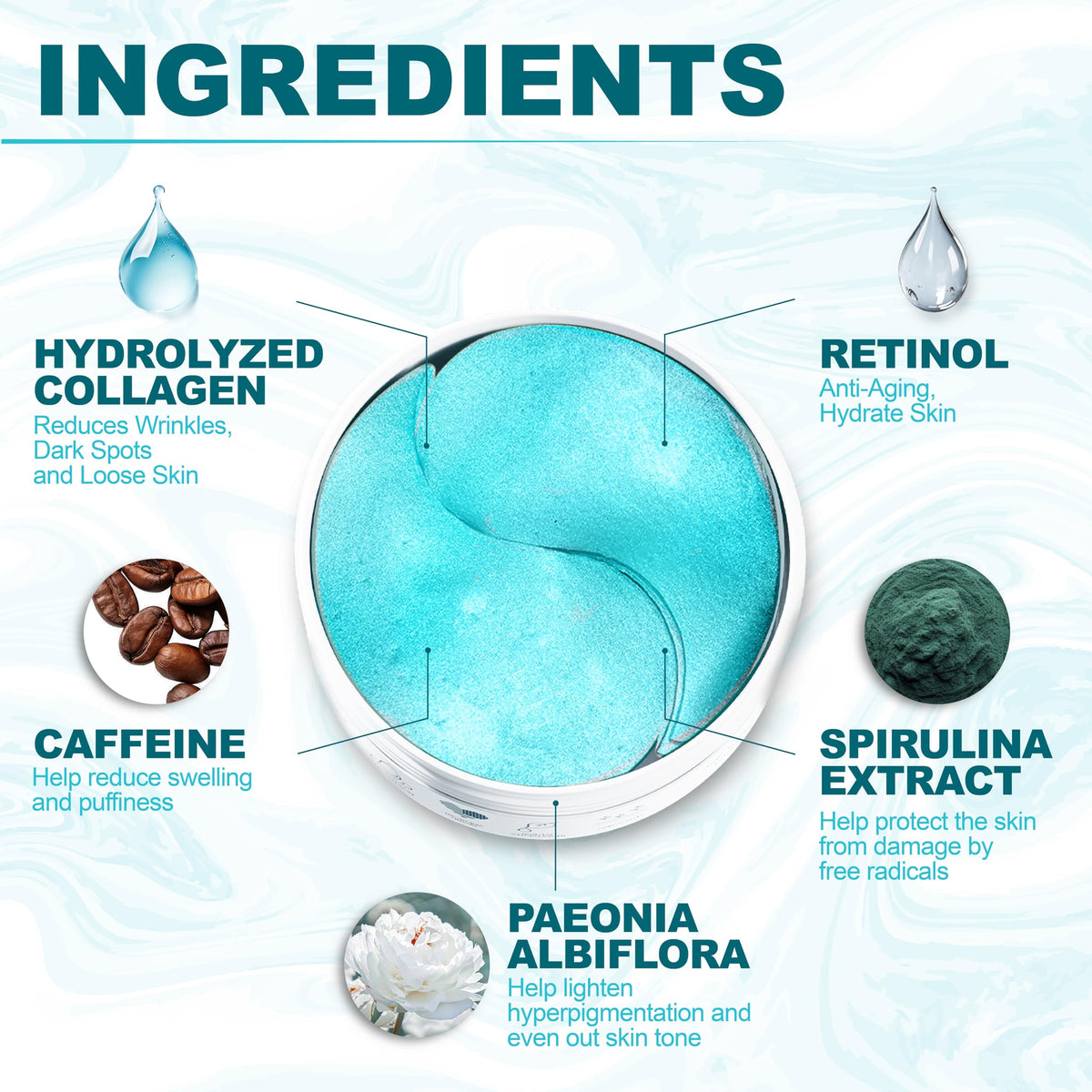 Retinol Collagen Under Eye Patches – Eye Masks for Puffy Eyes, Dark Circles & Wrinkles (60 Gel Pads)