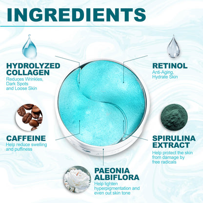 Retinol Collagen Under Eye Patches – Eye Masks for Puffy Eyes, Dark Circles & Wrinkles (60 Gel Pads)