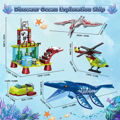 Ocean Explorer Mosasaurus Dinosaur Building Set Toys for Kids Boys Age 6-12