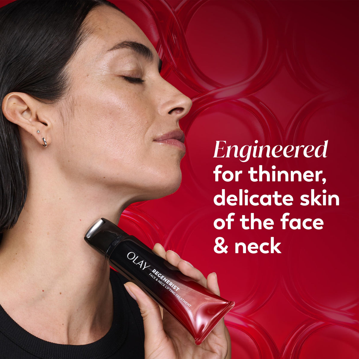 Olay Regenerist Neck and Face Roller – Firming Neck Cream & Anti-Aging Moisturizer with Hexa-Repair Complex and NAD+ (1.7 oz)